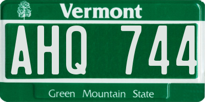 VT license plate AHQ744