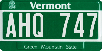 VT license plate AHQ747