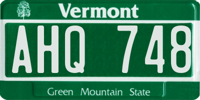VT license plate AHQ748