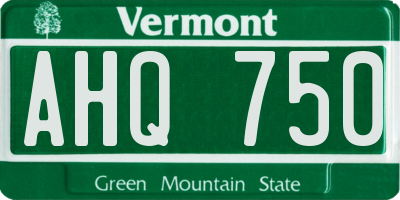 VT license plate AHQ750