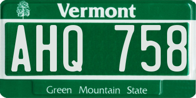 VT license plate AHQ758