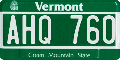 VT license plate AHQ760