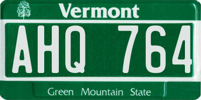 VT license plate AHQ764