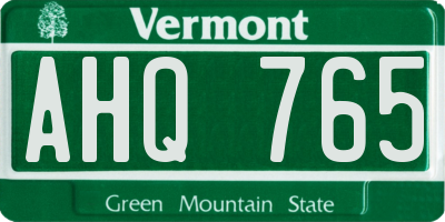VT license plate AHQ765