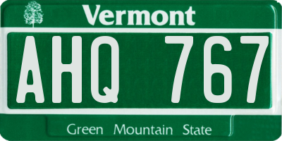 VT license plate AHQ767