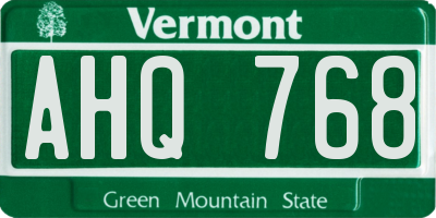 VT license plate AHQ768