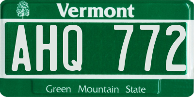 VT license plate AHQ772