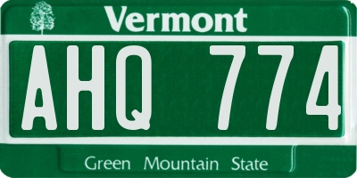 VT license plate AHQ774
