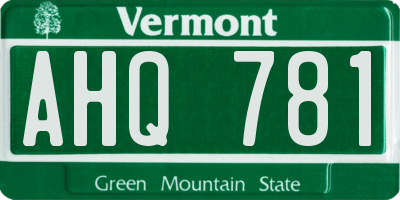 VT license plate AHQ781