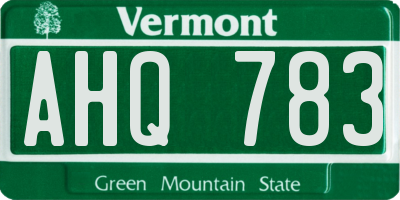 VT license plate AHQ783