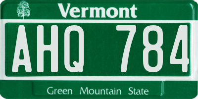 VT license plate AHQ784