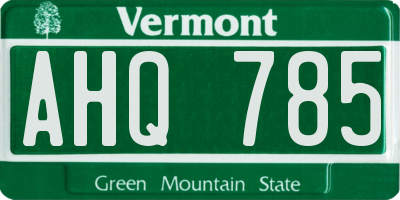 VT license plate AHQ785