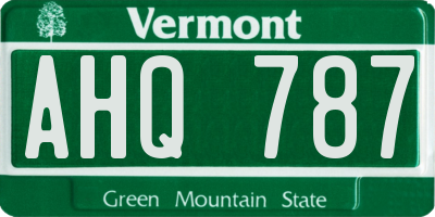 VT license plate AHQ787