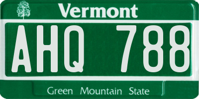 VT license plate AHQ788
