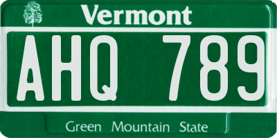 VT license plate AHQ789