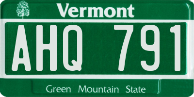VT license plate AHQ791