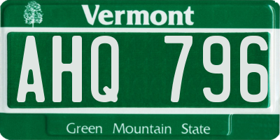 VT license plate AHQ796