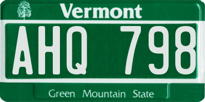 VT license plate AHQ798