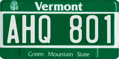 VT license plate AHQ801