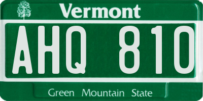 VT license plate AHQ810