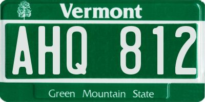 VT license plate AHQ812