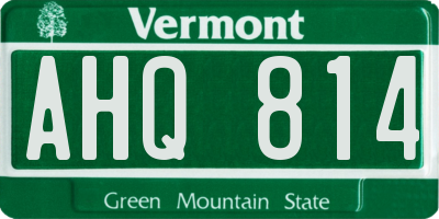 VT license plate AHQ814