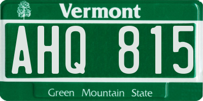 VT license plate AHQ815