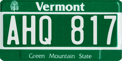 VT license plate AHQ817