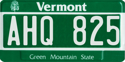 VT license plate AHQ825