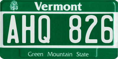 VT license plate AHQ826