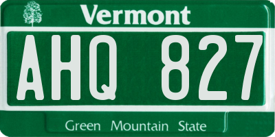 VT license plate AHQ827