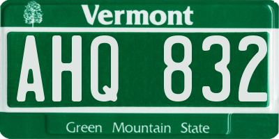 VT license plate AHQ832