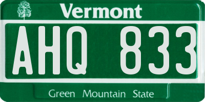 VT license plate AHQ833