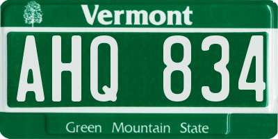 VT license plate AHQ834