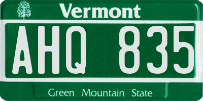 VT license plate AHQ835