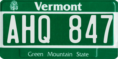VT license plate AHQ847