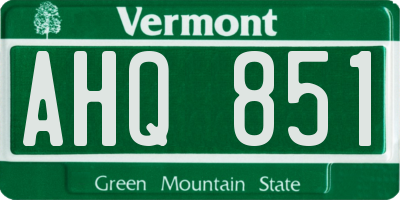 VT license plate AHQ851