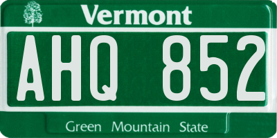 VT license plate AHQ852