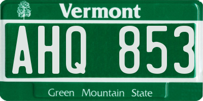 VT license plate AHQ853