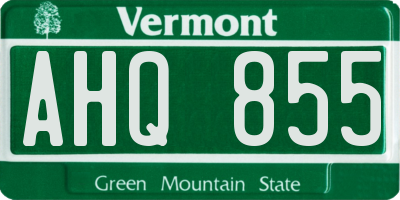 VT license plate AHQ855