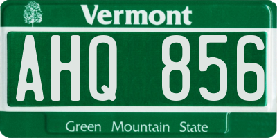 VT license plate AHQ856