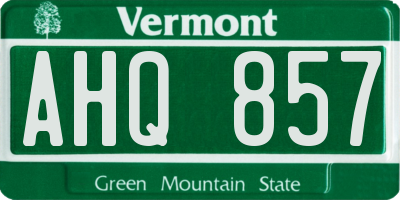 VT license plate AHQ857