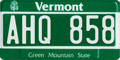 VT license plate AHQ858