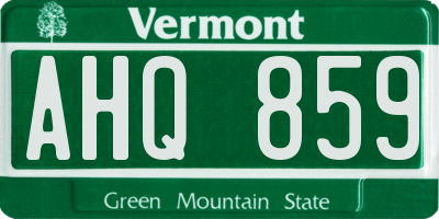 VT license plate AHQ859