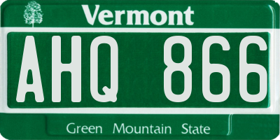 VT license plate AHQ866