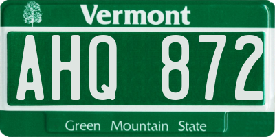 VT license plate AHQ872