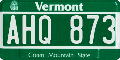VT license plate AHQ873