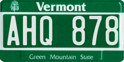 VT license plate AHQ878