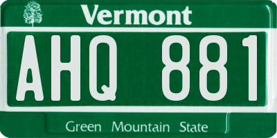 VT license plate AHQ881