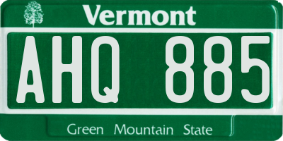 VT license plate AHQ885